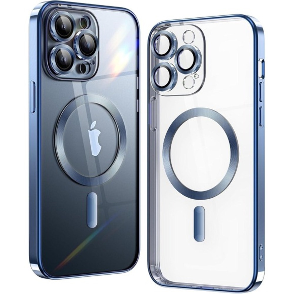 Iphone 11 Pro Matellic Glossy Clear Blue Case Magnetic (4907)‎